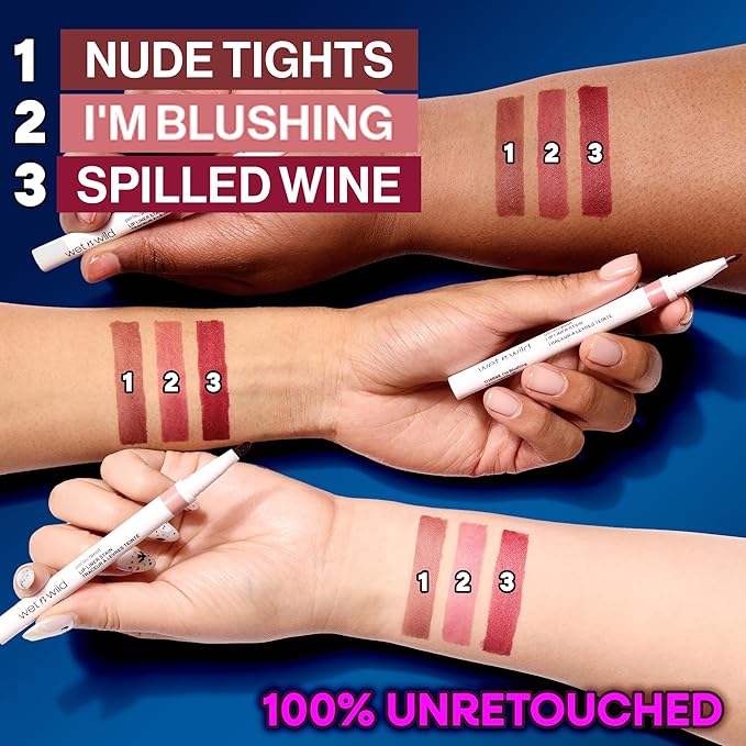 wet n wild Perfect Pout Lip Liner Stain, Long-Lasting Transfer-Proof Formula with Blade-Like Applicator for Precision & Full Lip Coverage, Vegan & Cruelty-Free - I'm Blushing