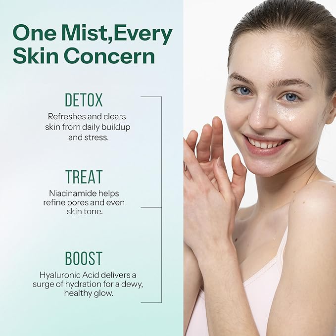 Collagen, Hyaluronic Acid & Niacinamide Face Mist – 3-in-1: Detox, Treat, Boost – Hydrating, Firming, Soothing Facial Spray – Dermatologist Tested – Vegan, Clean Beauty – 4.39 Fl Oz