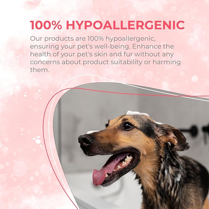Fortifying Hypoallergenic Professional Shampoo for Pets - Hair Loss Treatment, Healthy & Strong Fur, Pet Grooming Products, Horse Cat & Dog Bath Supplies - VEGAN, Paraben-Free - 33.8fl oz - PUREZA PET