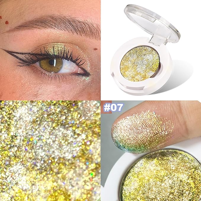 Chameleon Multichrome Eyeshadows,1 Pot=3 Shifting Colors, Single Eyeshadow Pot,Vegan Neon-Rainbow Shift,Pure Mineral Pigments, Long-Lasting Silk Glide,Smooth and Highly Pigmented shade
