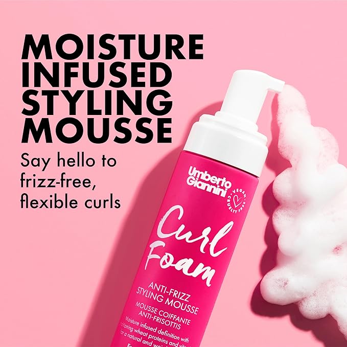 Umberto Giannini Curl Foam 7 fl Oz - Anti-Frizz Hair Styling Curl Mousse for 2a-4c Curly, Wavy & Coily Hair - Vegan & Cruelty-Free