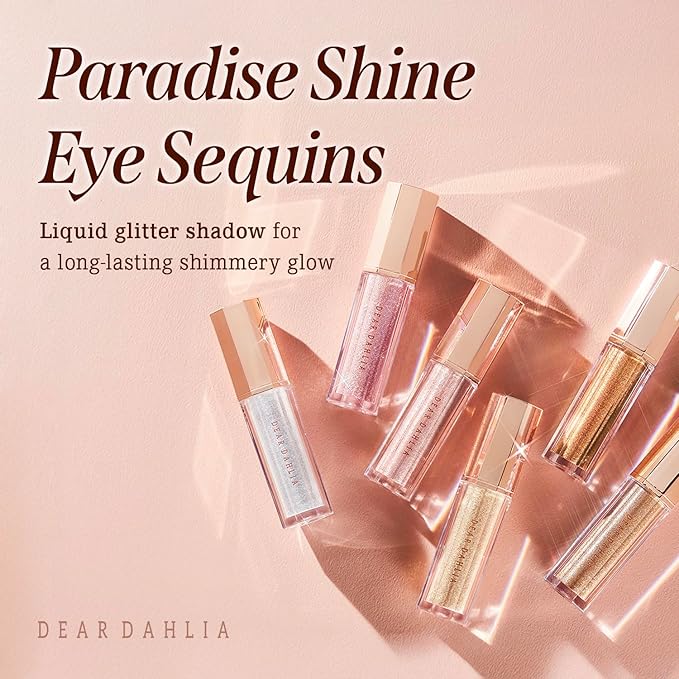 DEARDAHLIA Paradise Shine Eye Sequins (Diva) - Lightweight Liquid Glitter Eyeshadow, Minimal Fallout, High-Shine Pearl Finish, Lightweight, Blendable, Vegan Korean Eye Makeup. 0.14 oz