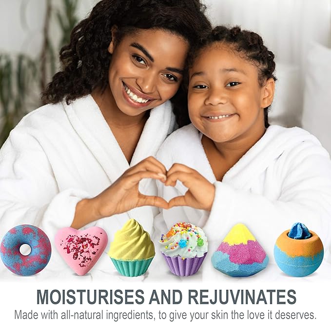 Bath Bombs for Girls – 6 Organic Bath Bombs Gift Set with Natural Ingredients, Aromatherapy Bubble Bath Fizzy for Kids, Teens, Women – Skin Moisturizing Bathbombs for Girls, Easter Basket Essentials
