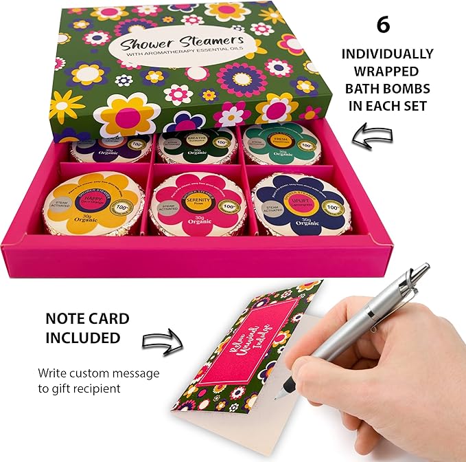 Shower Steamers for Women Gift Set, 24pc Shower Bombs Aromatherapy Gift Set w/Organic Essential Oils. Shower Melts, Bath Bombs for Shower, Easter Basket Essentials, Individually Wrapped, 4 Box, 6 Pack