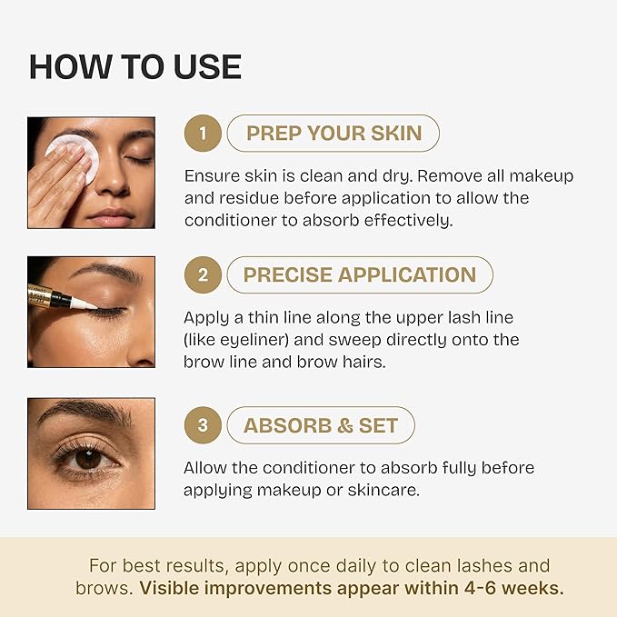 Eyelash Serum & Eyebrow Conditioner - Prostaglandin-Free & Hormone-Free - Dual Peptides & Vitamin B5 for Thicker Fuller Lashes - Safe for Sensitive Eyes - 5ml (3-Month Supply)