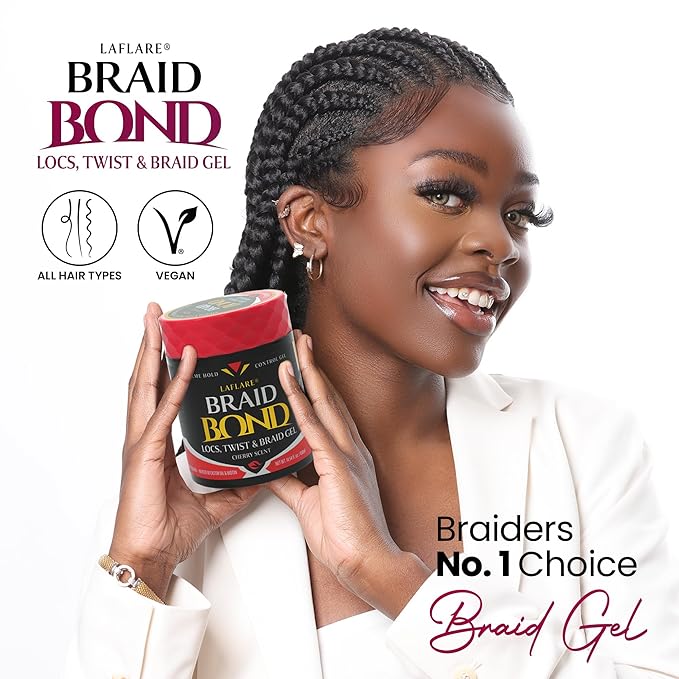Laflare 100 ml Braid Bond Gel Bulk Extreme Hold for Natural & Kids Hair, Vegan, Nourishing, Braiding Hair, Twist Hair (Peach)