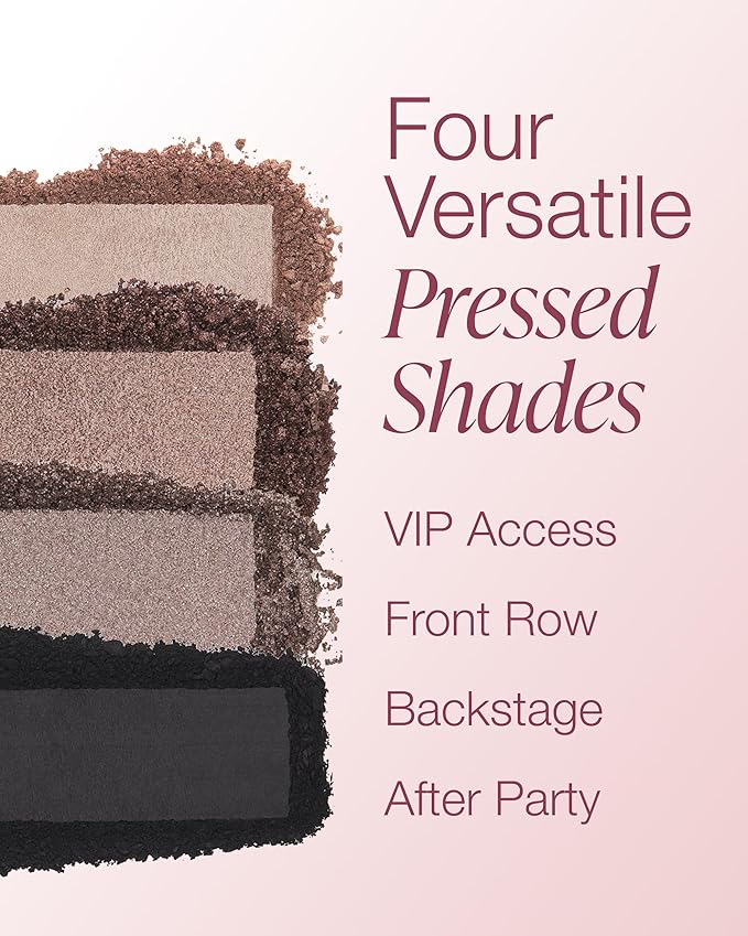 Mineral Fusion Eyeshadow Palette - Four Pressed Powder Shades in Matte, Satin, and Shimmer Finishes - Natural, Lightweight Vegan Eye Makeup - (Rock Show)