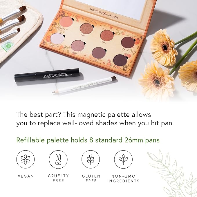 Honeybee Gardens Nude Renaissance Eye Shadow Palette, Clean and Bold, 4 Highly Pigmented Colors With Long Lasting Luxe Finish, Vegan, Cruelty-Free, Gluten-Free, and Paraben-Free, Net Wt 1.3g Each