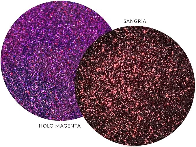 MARBLERS Twinkle Face & Body Glitter Duo [Sangria & Holo Magenta] 0.36oz (10g) | Non-Toxic | Cruelty-Free | Eyeshadow, Nail Polish, Nail Art | Festival, Rave & Party Makeup | Nail Art | Gel Nail