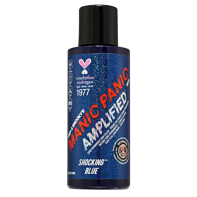 MANIC PANIC Shocking Blue Semi-Permanent Hair Dye - Amplified with Purple Undertones for All Hair Shades - Vegan, PPD & Ammonia-Free Coloring for Women & Men