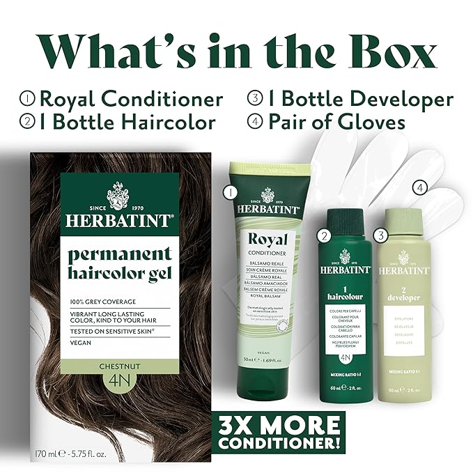 Herbatint Permanent Hair Dye For Women - 8R Light Copper Blonde - For Up To 100% Gray Coverage of Resistant Gray Hair - Ammonia-Free, Alcohol-Free & Vegan - Salon Influenced Hair Color 5.75 fl oz