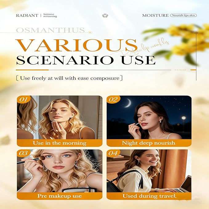 AKARY 5Pcs Osmanthus Lip Mask, Reduce Lip Wrinkles, Radiant, Nourish, Tender Hydrating Mask with Osmanthus Extract & Hydrolyzed Collagen, for Plumping & Moisture, Solution for Dry or Chapped Lips (5)