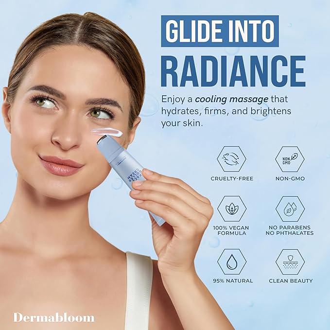 Hyaluronic Acid Face Roller Cream – Hydrates, Plumps, Firms, Depuffs – Dermatologist Tested, Anti-Aging, Korean Skin Care – Vegan, Clean Beauty, Non-GMO, 95% Natural – 1.69 Fl Oz