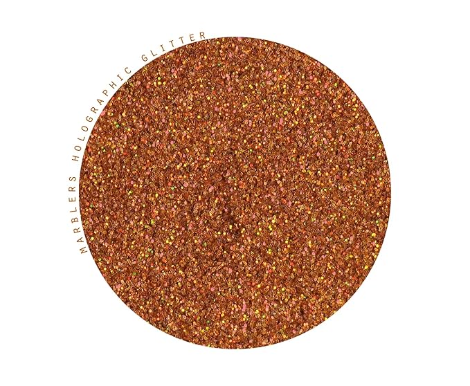 MARBLERS Holographic Face & Body Glitter [Holo Burnt Orange] 0.18oz (5g) | Fine | Non-Toxic | Cruelty-Free | Festival, Rave & Party Makeup | Eye, Hair, Nail Polish, Eyeshadow | Nail Art | Gel Nail