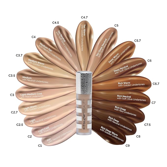 Fitglow Beauty Conceal+ | Vegan Full Coverage Concealer Skincare with Vitamin K + Green Tea | Corrects Dark Circles, Blemishes & Redness | Non-Creasing, Natural Finish | C4.5-6g