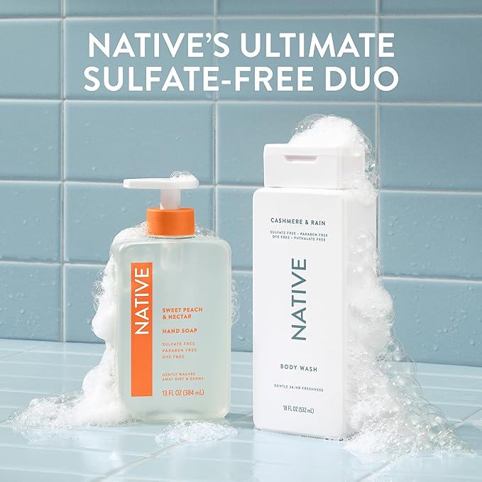 Native Body Wash Contains Naturally Derived Ingredients | For Women & Men, Sulfate, Paraben, & Dye Free Leaving Skin Soft and Hydrating | Cashmere & Rain 18 oz