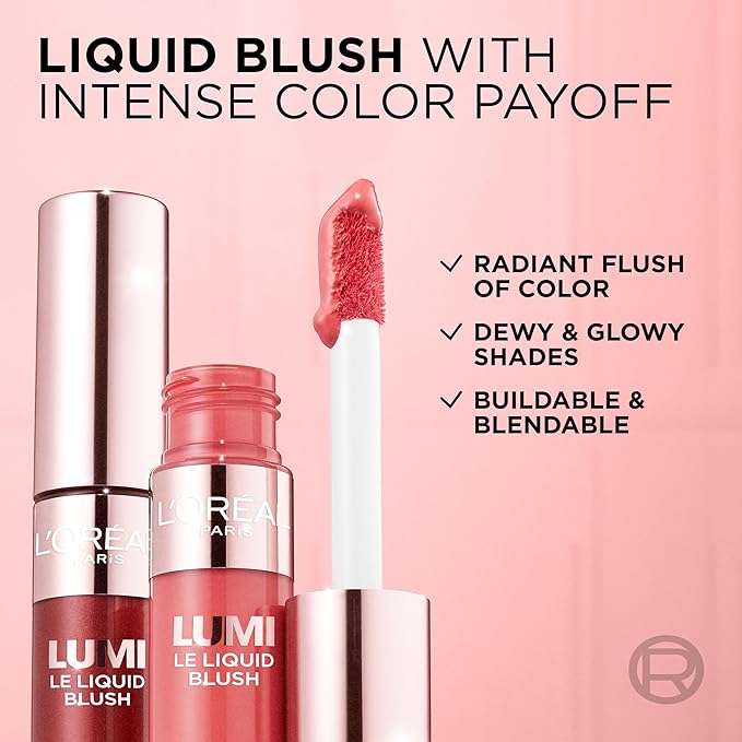 L'Oreal Paris True Match Lumi Le Liquid Blush, Intense Lightweight Blush Formula With Liquid Pigments, Glowy Worth It Medium, 0.33 Fl Oz