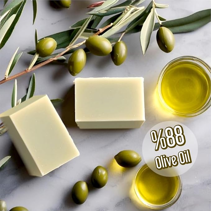 Olive Oil Soap Bar - Handmade 100% Pure Natural & Vegan - 5.3 oz Each Bar (9 Bars)