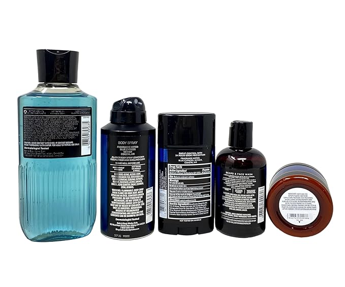 Bath & Body Works Men's Collection Ocean Duffle Bag 7 Piece Gift Set with a Natural Oats Sample Soap
