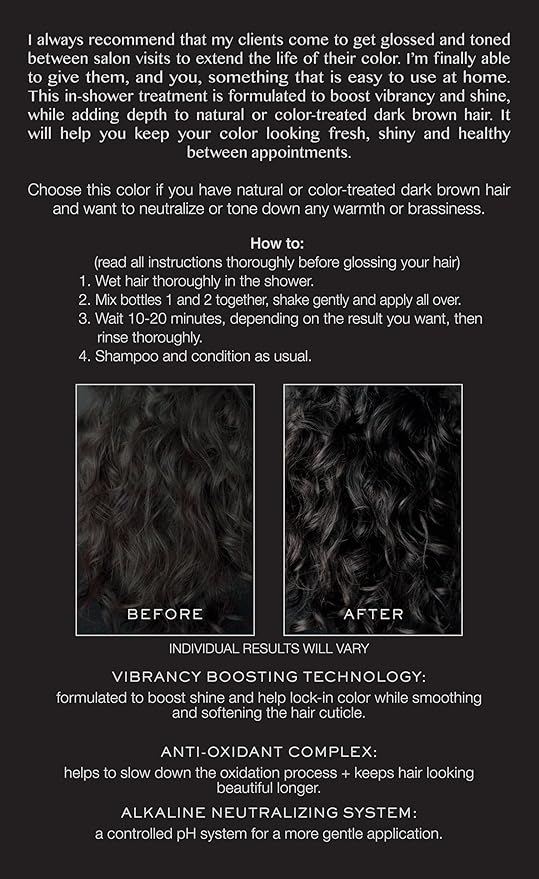 Kristin Ess Hair Gloss in Bittersweet Dark Brunette - 4 Wk Semi Permanent Hair Color for Women - Dark Brown Color Depositing Conditioner & Toner for Vibrant Color + Shine - Hair Dye Glaze - Vegan