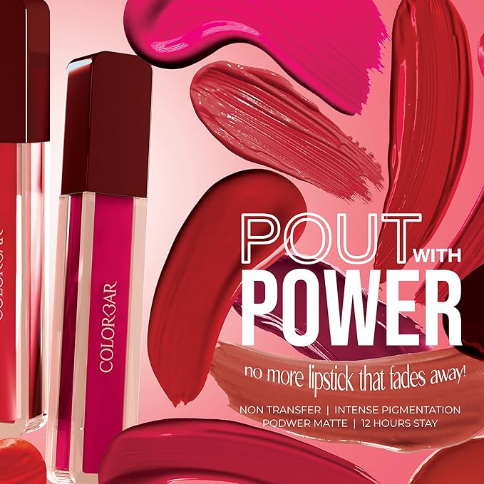 Colorbar Powerkiss Vegan Matte Lipcolor - Hydrating Matte Lipstick - Talc-Free and Highly Pigmented Liquid Lipstick - 001 Show Down - 0.16 oz