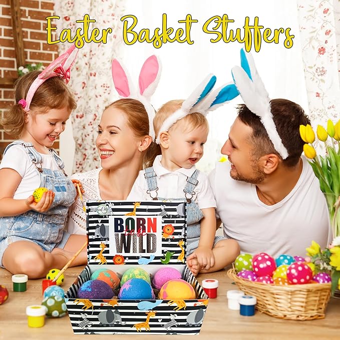 Bath Bombs for Kids with Toys Inside - Organic Bubble Bath Fizzies with Jungle Animal Toys. Gentle and Kids Friendly Spa Bath Balls, Bath Fizz Balls, Easter Basket Essentials for Girl, Boys, Toddlers