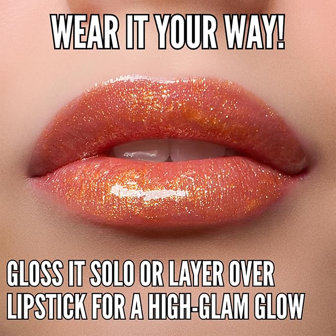 Mynena Translucent Champagne Gold Shimmer Lip Top Gloss Clear Filled with Yellow Iridescent Sparkles | Lightweight Topper | Paraben-Free | Demi-Sheer Lipgloss from Cosplay to Everyday Glam | Goldie