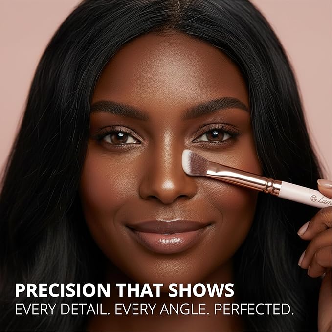 Pro Face Contour Brush Set - Synthetic Contouring Sculpting and Highlighting Kit - Cream Blush Powder Flat Nose Cheek Round Small Angled Fan Tapered Precision Kabuki Foundation Makeup Brushes