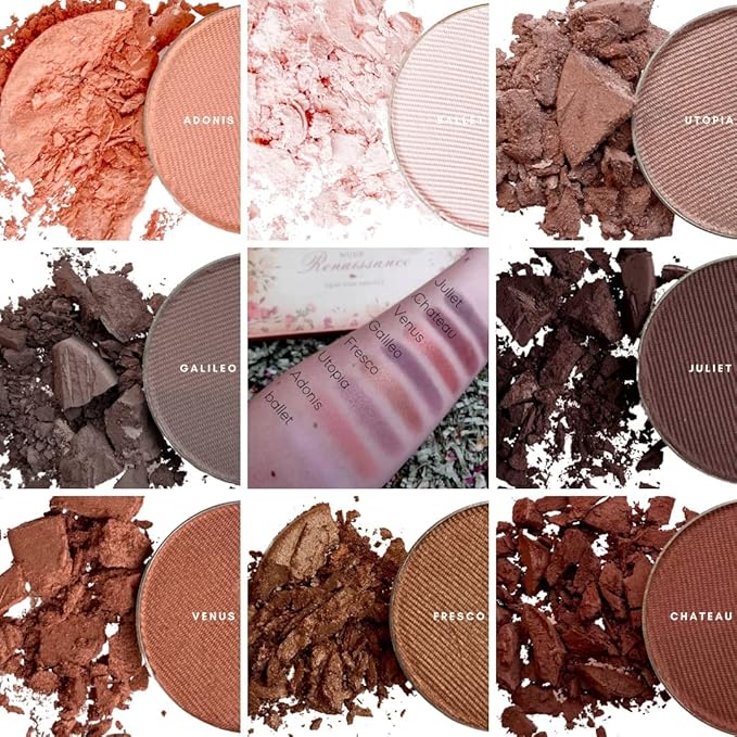 Honeybee Gardens Nude Renaissance Eye Shadow Palette, Clean and Bold, 4 Highly Pigmented Colors With Long Lasting Luxe Finish, Vegan, Cruelty-Free, Gluten-Free, and Paraben-Free, Net Wt 1.3g Each