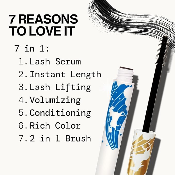 Pacifica Dream Big Mascara – Black Magic 7-in-1 Lash Extending Mascara, Twist-Adjust Brush for Length & Volume, Lash Serum Infused, Vegan Ophthalmologist tested