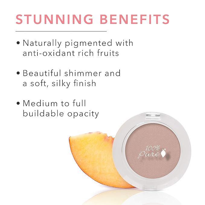 100% PURE Pressed Powder Eye Shadow (Fruit Pigmented), Flax Seed, Shimmer Eyeshadow, Buildable Pigment, Easy to Apply, Natural Makeup (Soft Neutral Matte Nude) - 0.07 oz