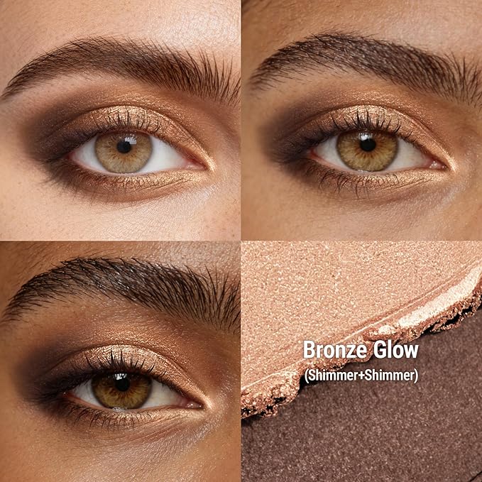 exmiloo Cream Eyeshadow Stick - 2-in-1 Dual-Ended Shimmer Eye Shadow Stick - Silky Smooth, Waterproof, Crease-Proof, Long-Lasting Eyeshadow for Women Girls (Bronze Glow)