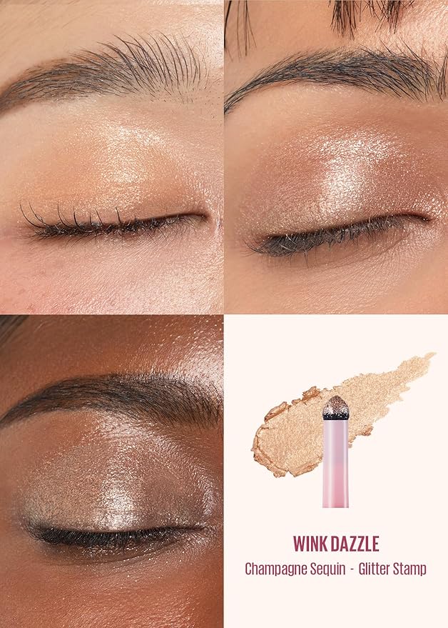 Kaja Eyeshadow - Wink Dazzle 02 Champagne Sequin (Shimmer) | Glitter, Smudge Proof, Creamy Formula, Vegan, Cruelty-Free, Creamy, Blendable, High Pigmentation Shimmer Stick, Long Lasting, Waterproof