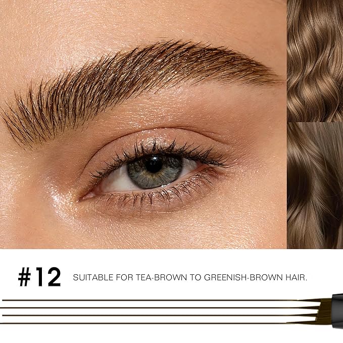 Eyebrow Pencil, 2Pcs Waterproof Microblading Eyebrow Pens, 4 Tip Precise Eye Brow Makeup Pen for Women to Effortlessly Create Hair Like Natural Brows, Non Dry Out and Last All Day (Soft Brown)