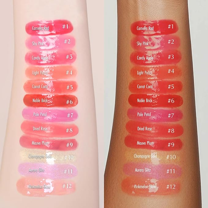 self beauty Veganize Collagen Lip Glass Balm - Hydrating Lip w/Hyaluronic Acid - Vegan Korean Lip Balm Moisturizing Lip Care – Lip Gloss Repair for Dry Cracked Lips 0.06 oz (#8 Dried Rose)