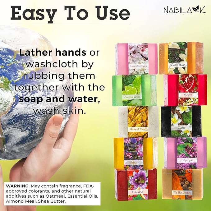 Glycerin Bar Soap Set of 10#1 - Natural, Vegan-Friendly, Hypoallergenic - Moisturizing and Hydrating with 100% Vegetable Glycerin - Sulfate-Free, Paraben-Free, Chemical-Free - 4.5 oz Each