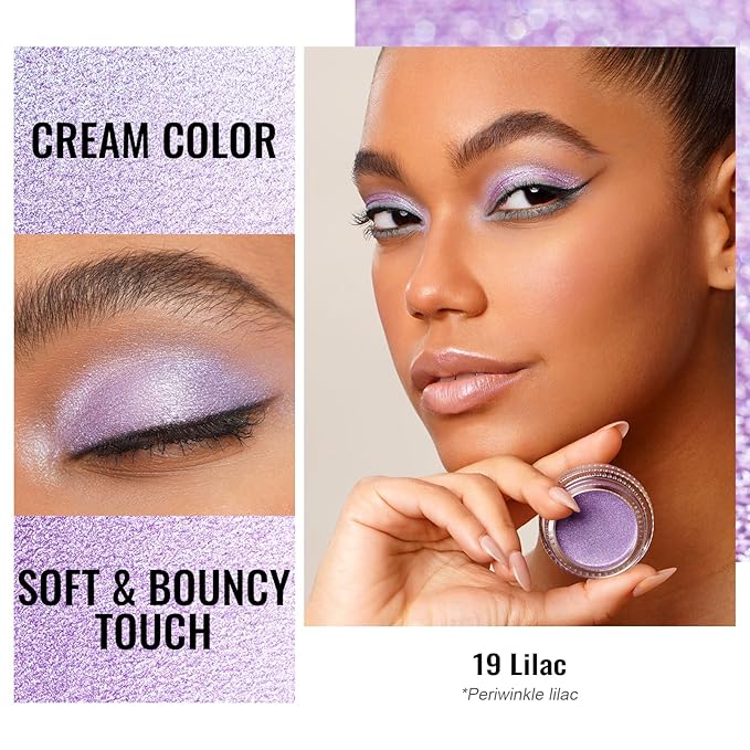 Oulac Purple Cream Eyeshadow also for Highlighter Large Capacity Highly Pigmented Eye Shadow Waterproof &Long Lasting with Moisturizing Formula, Shimmer Glitter Eye Makeup. 6g.(19)