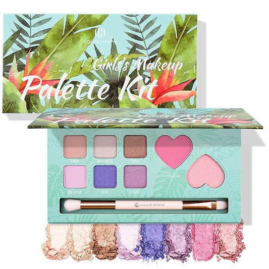 Color Nymph Girls Eye & Cheek Makeup Palette - Eyeshadow & Blush & Highlighter Palette for Teens Girls Tweens, Beginner-Friendly, Gentle Makeup Kits for Starter, Makeup Gift for Birthday (Mint Green)