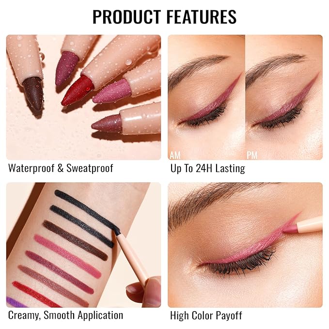 Oulac Brown Eyeliner Pencil, Waterproof Retractable Eye Liners Pen, Smooth and Creamy Eye Makeup for Precision Application Vegan & Cruelty-Free, 06 Body Talk