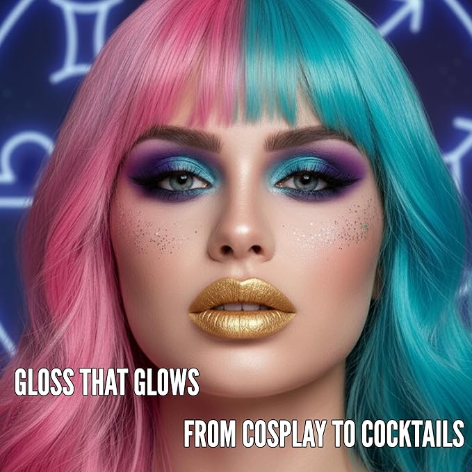 Mynena Yellow Gold Shimmer Lip Gloss Non-Sticky Filled with Iridescent Sparkles | Lightweight Lip Topper | Paraben-Free | Demi-Sheer Lipgloss from Cosplay to Everyday Glam | ISunny