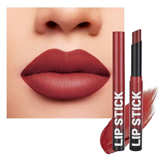 Taupe Red Lipstick for Women，Matte Velvet Satin Lipsticks，Hydrate Lip stick Non-Drying Long Lasting Lip Stain Daily Makeup，Creamy Silky Texture，Highly pigment Formula，Vegan & Cruelty-Free，A07#