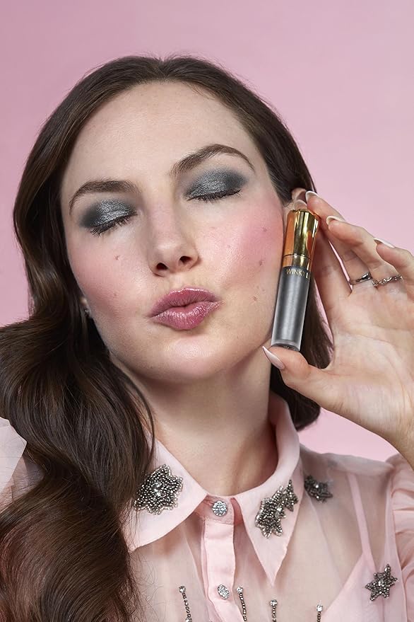 Winky Lux Rose Petal Liquid Eyeshadow, Longwear, Buildable, High-Pigment, Blendable, Crease-Proof, with Hydrating Vitamin E & Mango Seed Butter, Clean Beauty, Cruelty-Free, Vegan, Midnight Shimmer
