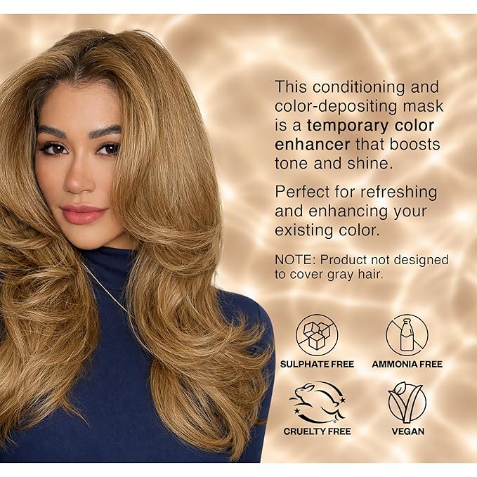 IGK A La Plage Color Depositing + Conditioning Mask | Light Sand - Golden Honey Tones | Hydrating Semi-Permanent Gloss Toner Treatment