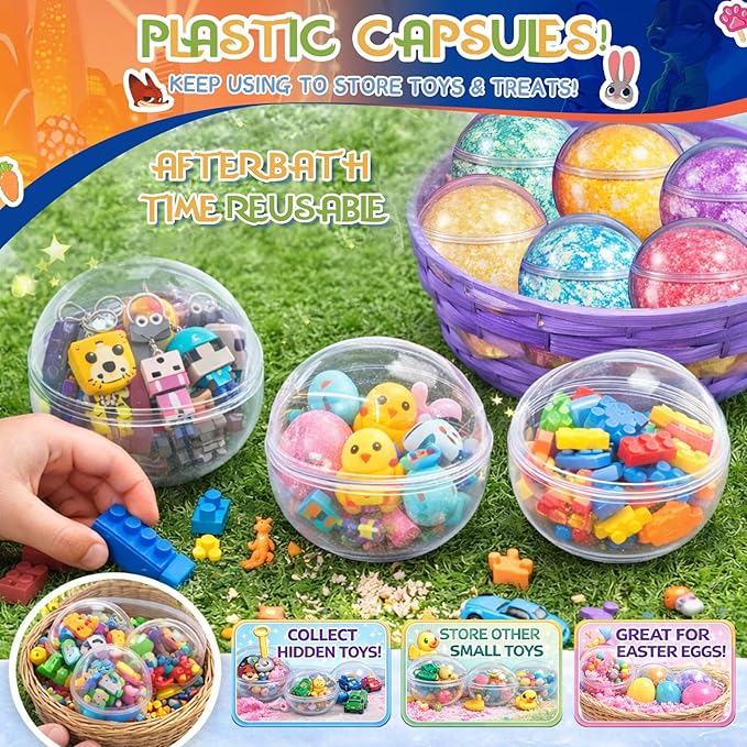 Bath Bombs for Kids: Zoo City Dig a Bath Bombs with Toys Inside, Organic Bath Bomb Rich in Natural Essential Oils, Kids Bath Bomb Set for Dry Skin Moisturize, Easter Basket Stuffers for Kids (6 Pcs)