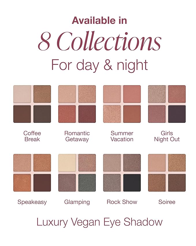 Mineral Fusion Eyeshadow Palette - Four Pressed Powder Shades in Matte, Glitter, and Shimmer Finishes - Natural, Lightweight Vegan Eye Makeup - (Girls Night Out)
