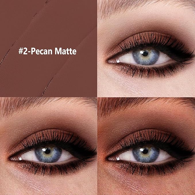 Eyeshadow Stick Matte Eye Brightener Pencil Cream Eye Shadow Eyeliner Pencil Crayon, High Pigmented Blendable Waterproof Long-Lasting Highlighter Stick Makeup, Vegan&Cruelty-Free,#2-Pecan