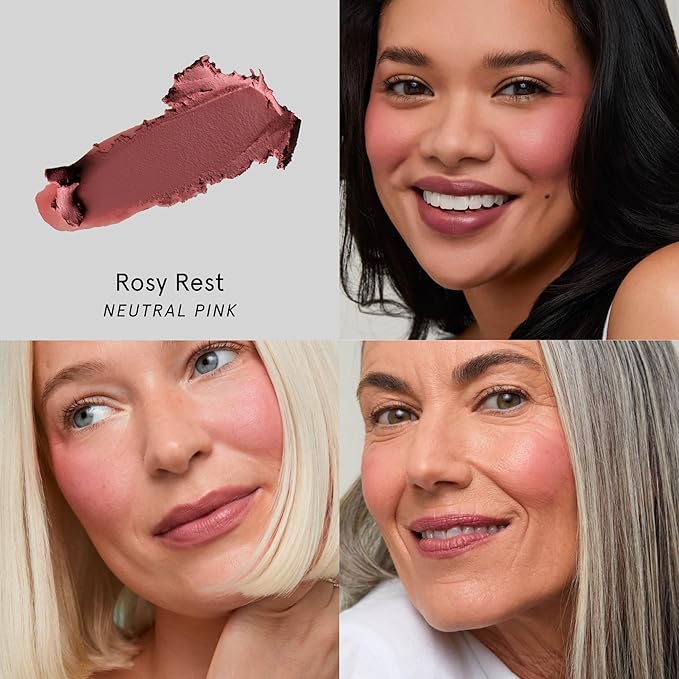 SOSHE Beauty - Blurring Pillow Blush | Featherlight, Cushiony, Cream to Powder Formula | Squalane, Cucumber Seed Extract, Ashwagandha Root | Vegan, Clean, Cruelty-Free (Rosy Rest, Dusty Pink)