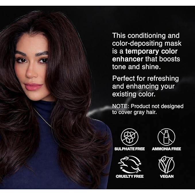 IGK Pitch Black Color Depositing + Conditioning Hair Mask | Smoky Gray - Cool Onyx Tones | Hydrating Semi-Permanent Gloss Toner Treatment