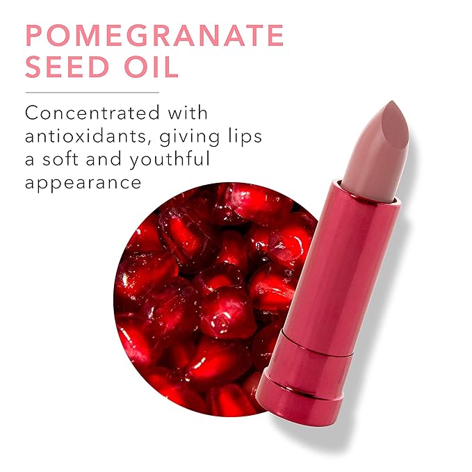 100% PURE Pomegranate Oil Anti-Aging Lipstick Long Lasting, Vibrant Makeup - Moisturizing Cocoa Butter Satin Finish - Vegan Fruit Pigmented Buttercup Color (Cool Deep Pink) - 0.15 oz