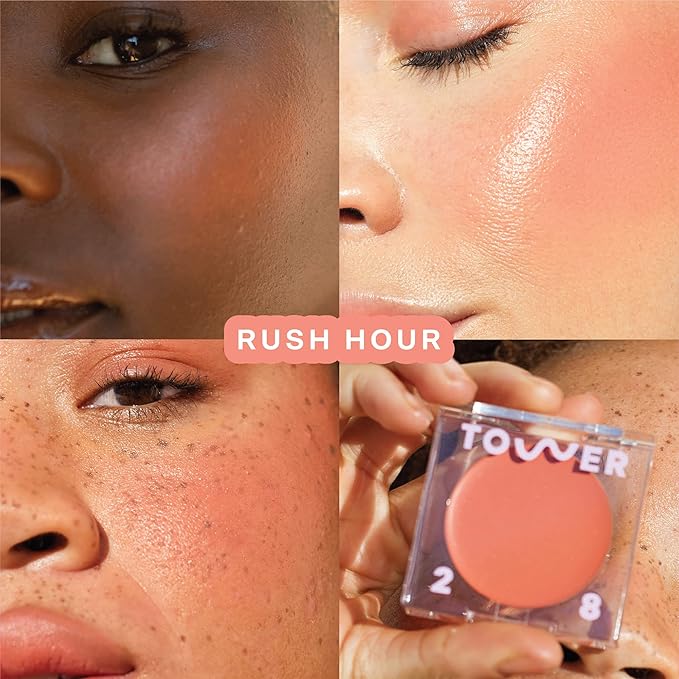 Tower 28 BeachPlease Cream Blush + Tinted Lip Balm - Multi-Use Lip Tint + Dewy Blush for Cheeks With Aloe Vera + Green Tea - Vegan, Non-Comedogenic Makeup for Sensitive Skin - Rush Hour (0.16 oz)